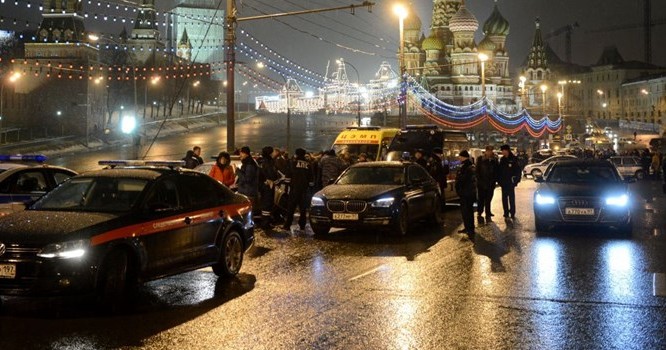 Hiện trường vụ ám sát chính trị gia đối lập Nga Boris Nemtsov. Ảnh Sputnik/ Iliya Pitalev 