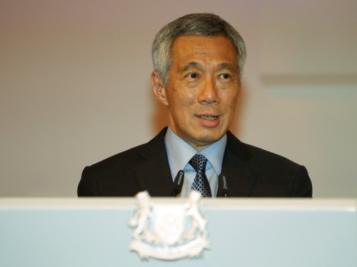 Thủ tướng Singapore Lý Hiển Long trong bài phát biểu quan trọng tại Đối thoại Shangri-La tối nay. Ảnh: ChannelNewsAsia