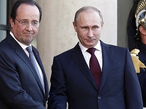 Tổng thống Pháp Francois Hollande và người đồng cấp Nga, Vladimir Putin 