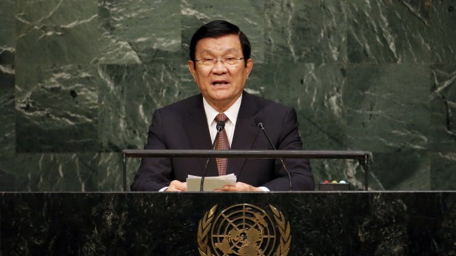 Chủ tịch nước Trương Tấn Sang phát biểu tại LHQ - Ảnh: Reuters
