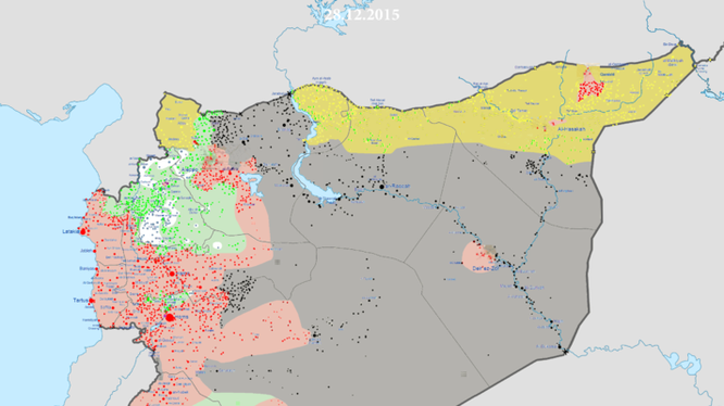Tình hình phân bổ lực lượng Syria ngày 29.12.2015