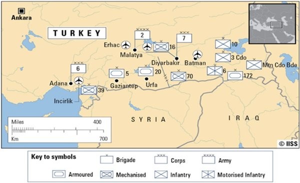 Phân bổ lực lượng Quân đội Thổ Nhĩ Kỳ trên biên giới Syria