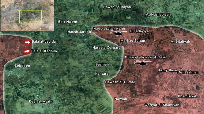 Bản đồ khu vực Đông Ghouta, Damascus.