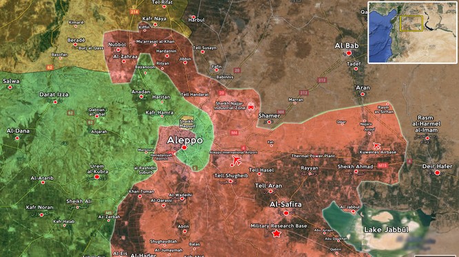 Quân đội Syria và lực lượng vũ trang Kurrd bao vây phiến quân nổi dậy ở thành phố Aleppo