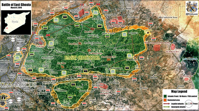Lực lượng Al-Nusra bị bao vây, chia cắt ở Đông Ghouta, Damascus