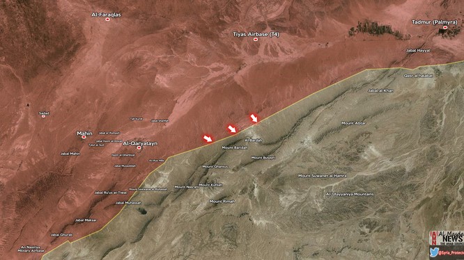 Quân đội Syria tấn công vào vùng sa mạc giữa Syria, gần Al-Qaryatayn