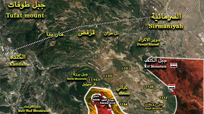 Bản đồ cuộc tiến công vào Làng Kabani, phía đông bắc Latakia
