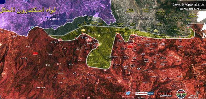 Bản đồ chiến sự miền Bắc Latakia, Syria