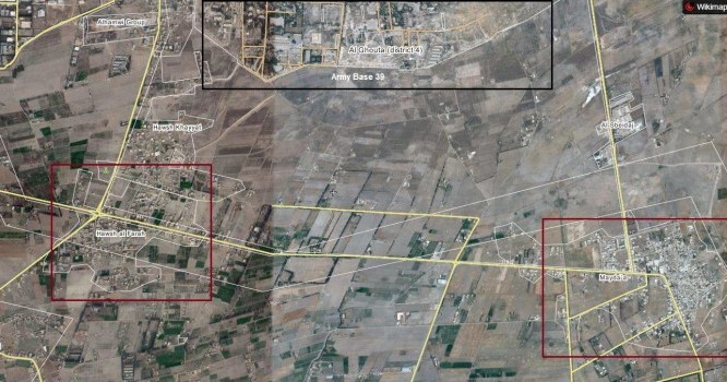 Bản đồ khu vực quân đội Syria tấn công ở Ghouta, Damascus