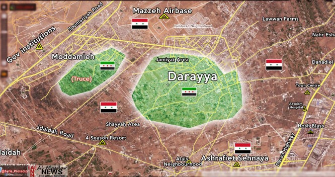 Bản đồ tình hình chiến sự thị trấn Darayya
