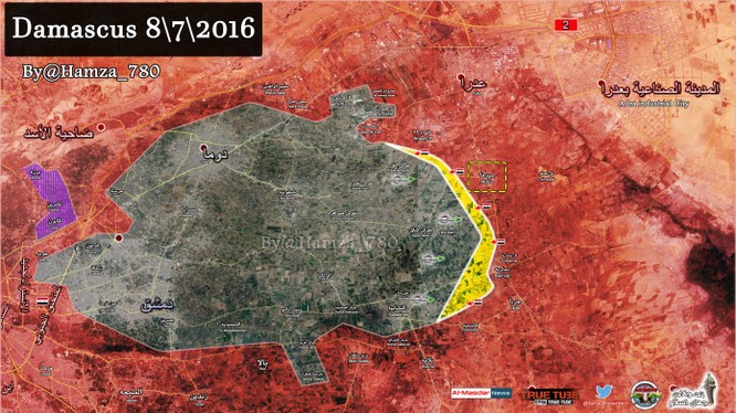 Bản đồ chiến sự chiến trường Đông Ghouta