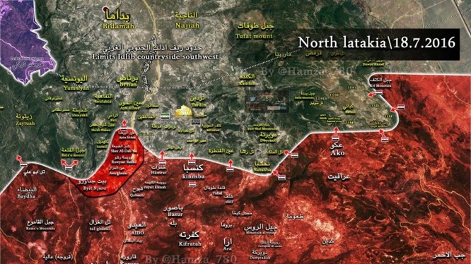 Bản đồ chiến sự Latakia ngày 18.07.2016