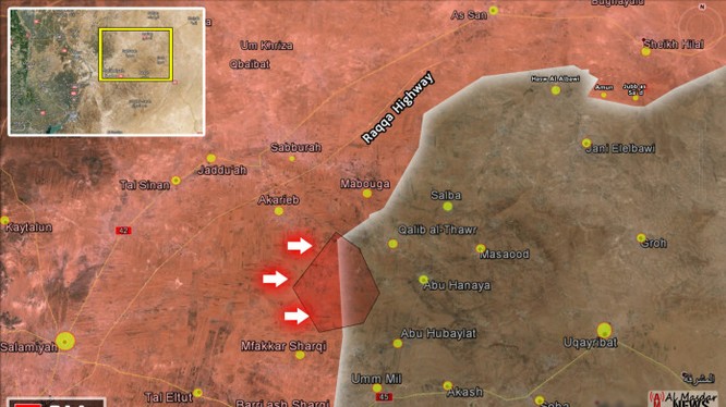 Bản đồ chiến sự trên miền Đông tỉnh Hama