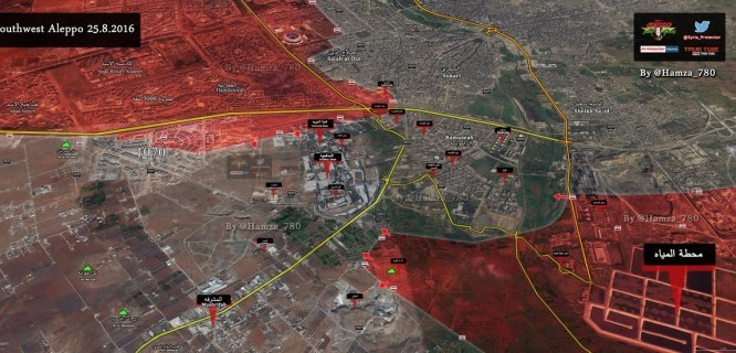 Bản đồ chiến sự Nam Aleppo ngày 25.08.2016