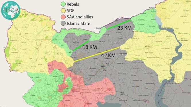 Bản đồ tình hình chiến sự Aleppo, khu vực Thổ Nhĩ Kỳ và người Kurd