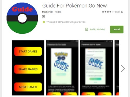 Ứng dụng độc hại mang tên “Guide for Pokémon GO”.