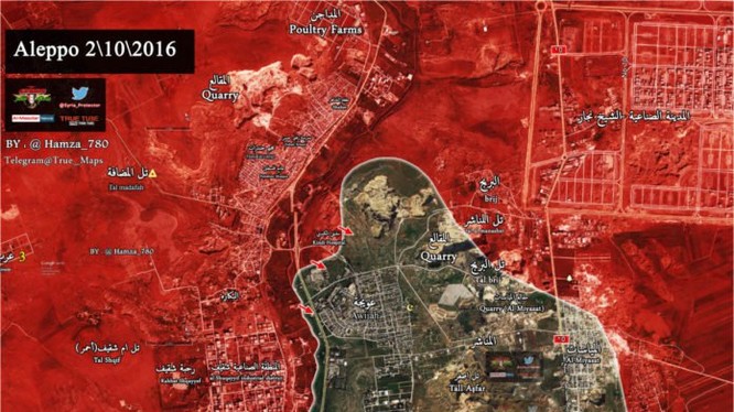 Bản đồ chiến sự thành phố Aleppo ngày 02.10.2016