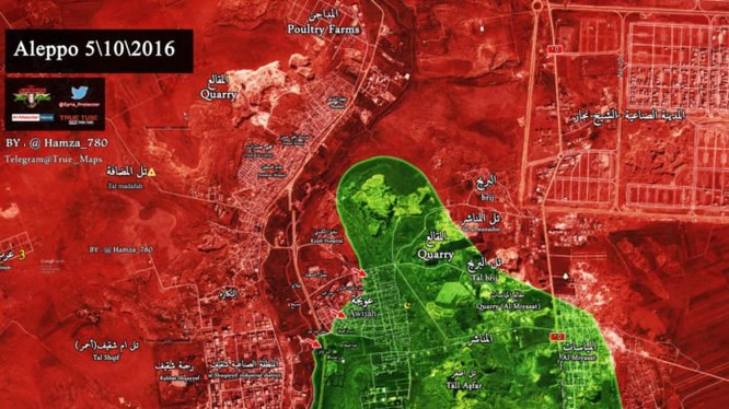Bản đồ chiến sự thành phố Aleppo ngày 05.10.2016