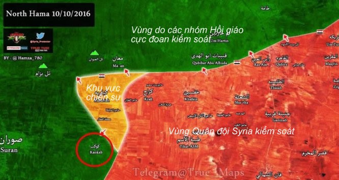 Bản đồ chiến sự vùng nông thôn miền Bắc Hama