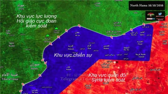 Bản đồ chiến sự vùng nông thôn tỉnh Hama ngày 16.10.2016