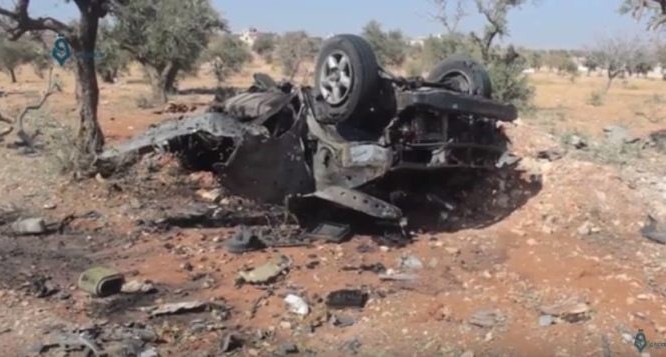 Hiện trường vụ đánh bom kinh hoàng tiêu diệt thủ lĩnh Hồi giáo cực đoan ở Idlib