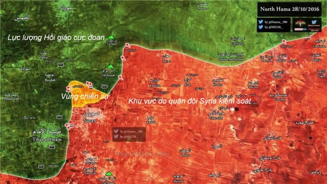 Bản đồ khu vực chiến sự thị trấn Hama