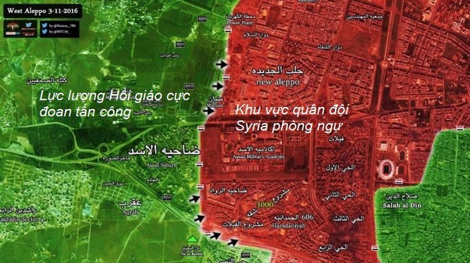Bản đồ chiến sự thành phố Aleppo ngày 03.11.2016