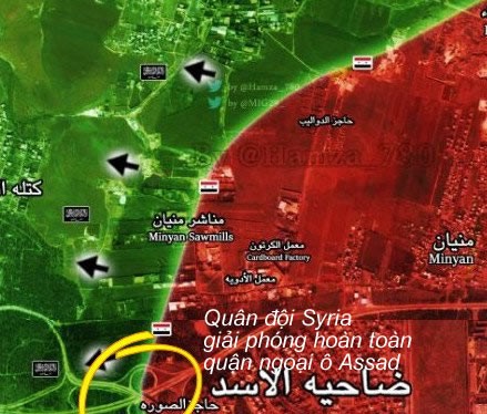 Bàn đồ giải phóng hoàn toàn quận Al Assad trên vùng ngoại ô Aleppo