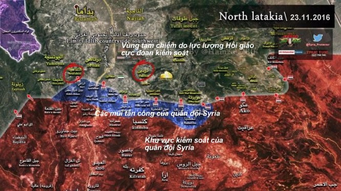 Bản đồ tình hình chiến sự vùng Đông Bắc Latakia