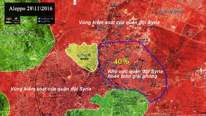 Quân đội Syria giải phóng 40% diện tích khu các quận phía đông Aleppo