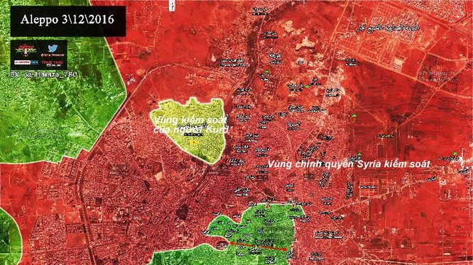 Bản đồ chiến sự thành phố Aleppo khu vực phía đông