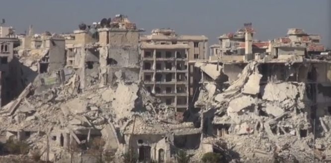 Khu phố Jamiyat al-Zahraa, nơi binh sĩ Syria tiêu diệt một nhóm bắn tỉa của lực lượng Hồi giáo cực đoan