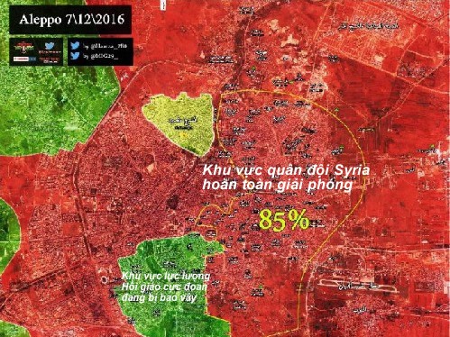 Bản đồ chiến sự thành phố Aleppo tính đến ngày 07.12.2016