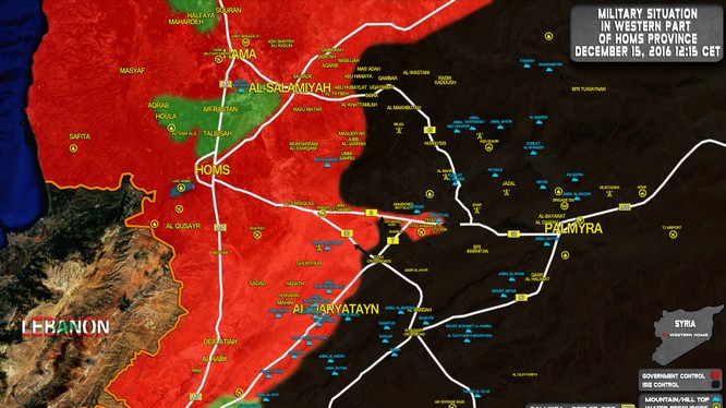 Bản đồ chiến sự tỉnh Homs, IS đe dọa bao vây sân bay T-4