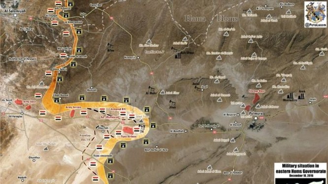 Chiến tuyến vùng sa mạc phía đông tỉnh Homs ngày 17.12.2016