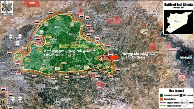 Tình huống chiến trường Đông Ghouta tính đến ngày 04.01.2016