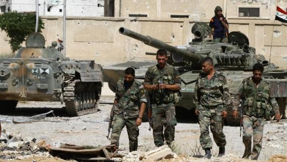 Binh sĩ quân đội Syria ở ngoại ô Damascus