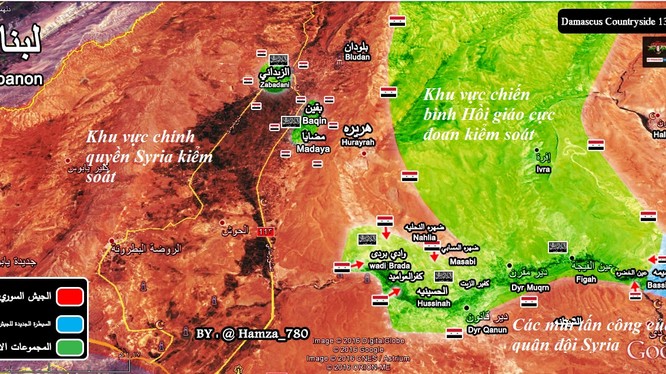 Tình hình chiến sự khu vực Wadi Barada ngoại ô Damascus