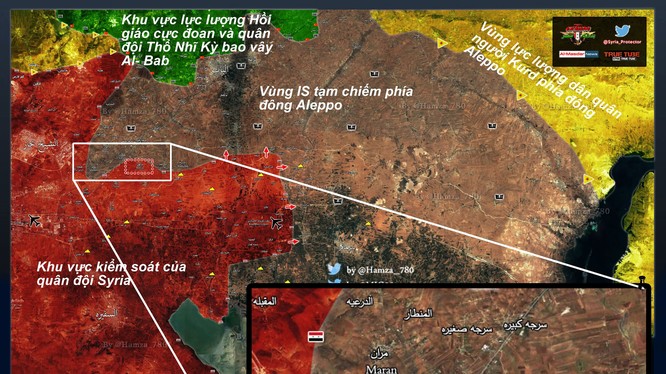 Bản đồ chiến sự lực lượng Tigers phía đông Aleppo