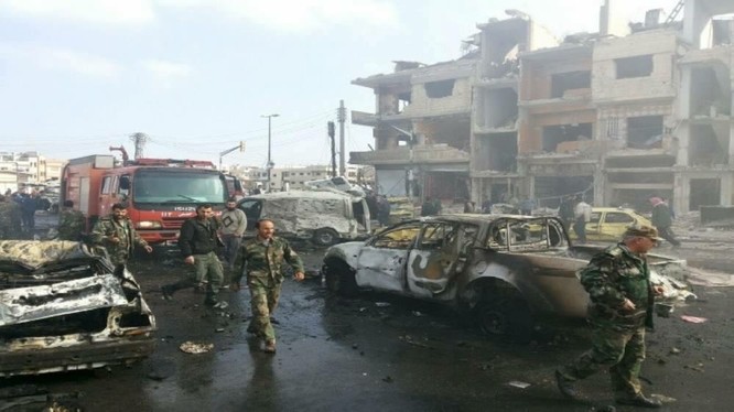 Hiện trường vụ đánh bom tự sát ở thành phố Homs