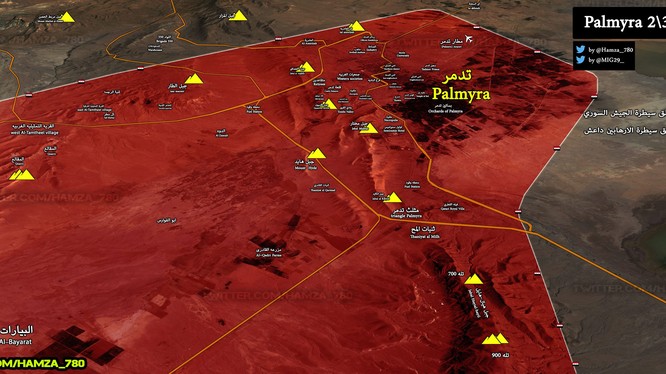 Bản độ chiến sự tỉnh Homs, Palmyra hoàn toàn giải phóng