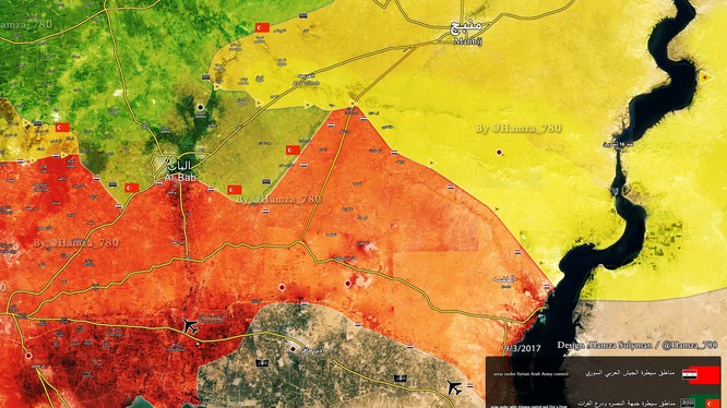 Bản đồ phân vùng chiến sự vùng nông thôn phía đông Aleppo