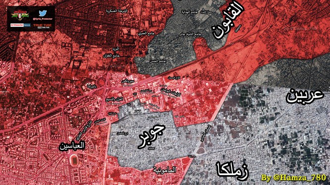 Bản đồ chiến sự khu vực quận Jobar, Damascus