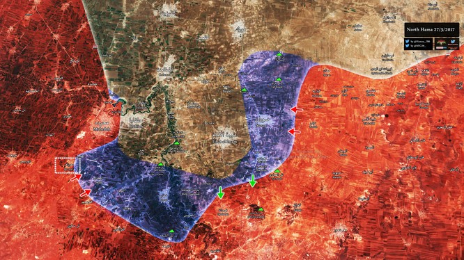 Bản đồ chiến sự vùng nông thôn miền Bắc tỉnh Hama