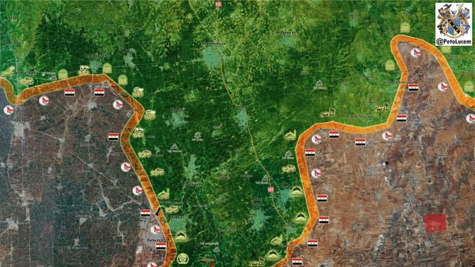 Chiến tuyến quân đội Syria trên địa phận tỉnh Hama tính đến ngày 27.03.2017