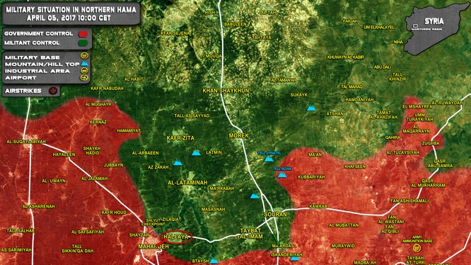 Chiến trường miền bắc Hama tính đến ngày 05.04.2017
