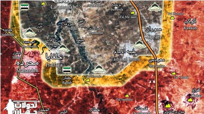 Bản đồ chiến sự tỉnh Hama, tính đến ngày 08.03.2017