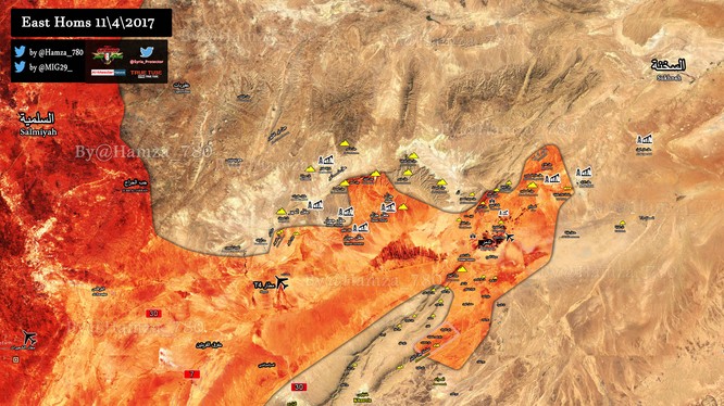 Bản dồ chiến sự chiến trường Palmyra tính đến ngày 11.04.2017