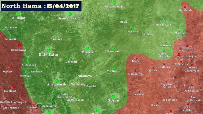 Bản đồ chiến sự miền Bắc tỉnh Hama