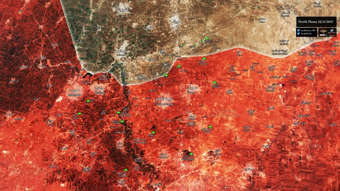 Chiến tuyến miền Bắc tỉnh Hama tính đến ngày 23.04.2017